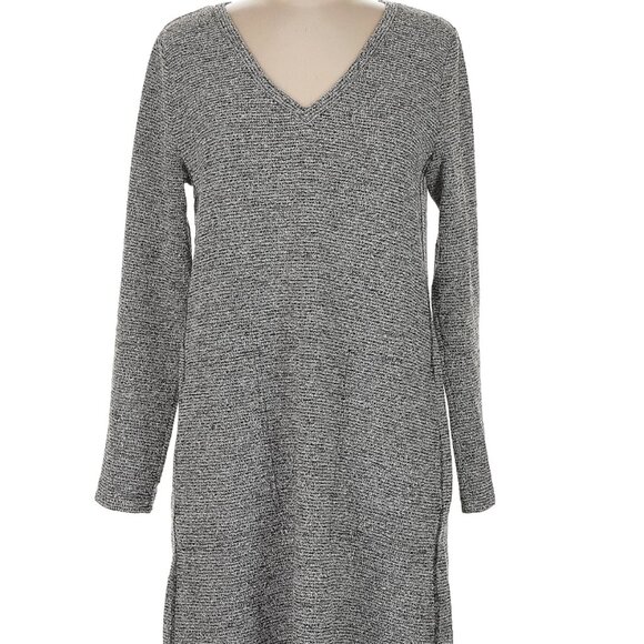 Lou & Grey LOFT Sheath Tweed Dress V-Neck Long Sleeve Pockets Size Medium - Picture 3 of 3